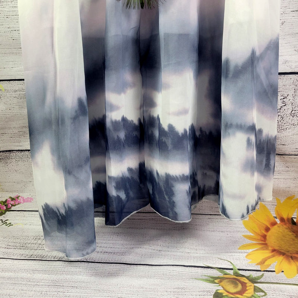 Flowing Skirt with Peacock Feathers and  Beaded Drawstring 3X - Picture 5 of 8